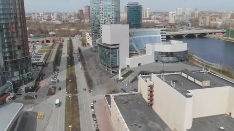 Aerial, Drone Shot, Over The Empty Yekaterinburg 028 Stock Footage 129503426