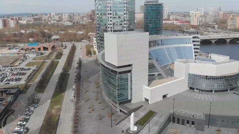 Aerial, Drone Shot, Over The Empty Yekaterinburg 029 Stock Footage 129503438