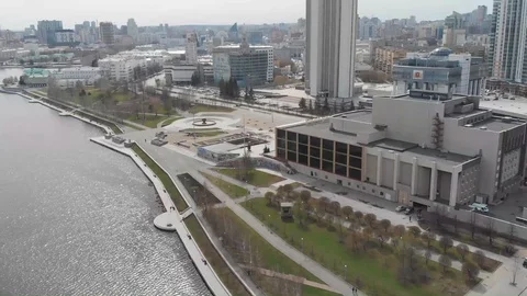 Aerial, Drone Shot, Over The Empty Yekaterinburg 030 Stock Footage 129503458