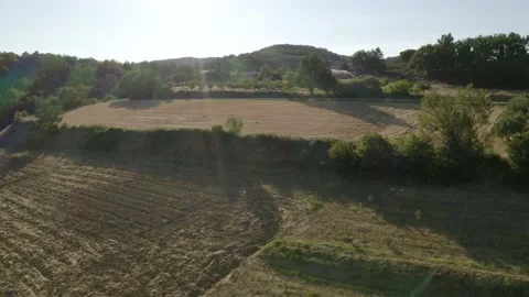 Aerial drone shot over fields flying towards villa in south of France  Stock Footage 137506089