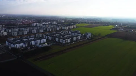 Aerial Drone Shot Over Fields And Construction Site In Wroclaw Poland Footage Stock Footage 246820865