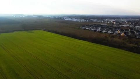Aerial Drone Shot Over Fields And Construction Site In Wroclaw Poland Footage Stock Footage 246820868