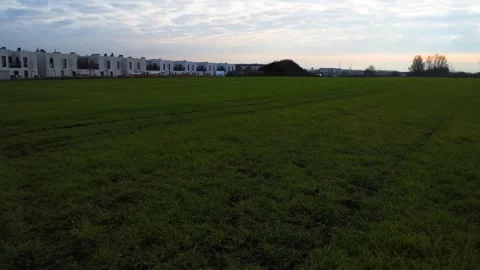 Aerial Drone Shot Over Fields And Construction Site In Wroclaw Poland Footage Stock Footage 246820882