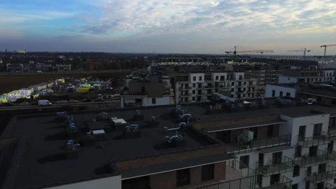 Aerial Drone Shot Over Fields And Construction Site In Wroclaw Poland Footage Stock Footage 246820895