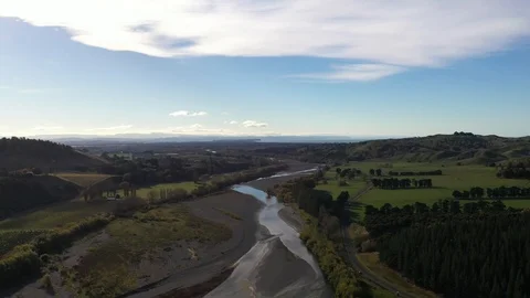 Aerial Drone Shot Over New Zealand Landscape Stock Footage