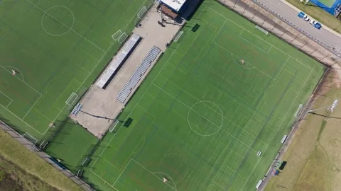 Aerial Drone shot overhead of pristine soccer fields Video stock 270817579