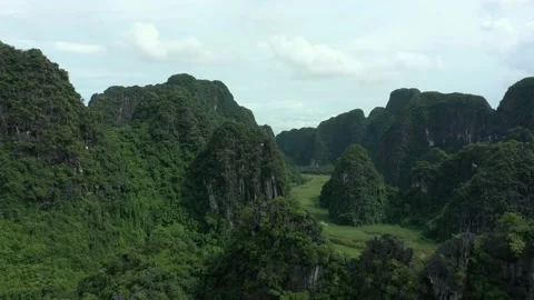 Aerial drone shot of panoramic view of mountains landscape Stock Footage 166544991