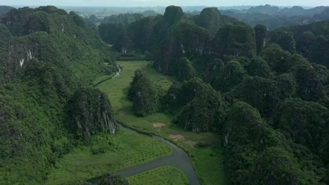 Aerial drone shot of panoramic view rising by drone of mountains landscape Stock Footage 166544992