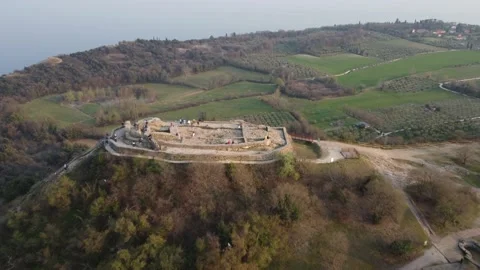 Aerial Drone shot. Panoramic View of Lake Garda (Lago di Garda) Stock Footage 173723099