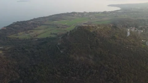 Aerial Drone shot. Panoramic View of Lake Garda (Lago di Garda) Stock Footage 175123073