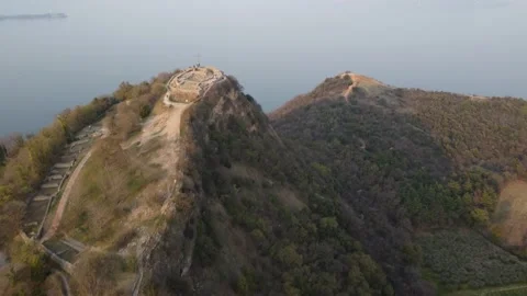 Aerial Drone shot. Panoramic View of Lake Garda (Lago di Garda) Stock Footage 175123737