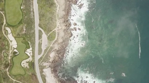 Aerial Drone shot of Pebble Beach Coast on 17 Mile Drive Stock Footage