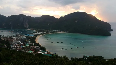 Aerial drone shot of Phi Phi Island, a famous tourist destination in Thailand. Stock Footage 108523161