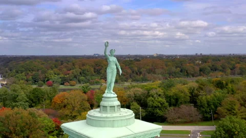 Aerial Drone Shot Please Touch Museum Philadelphia Stock Footage 142234904