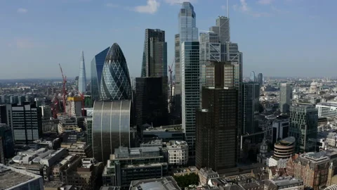 Aerial Drone Shot Pushing Forward To London City Skyline Stock Footage 223379154