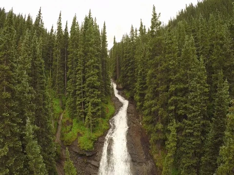 Aerial Drone shot of remote river and forest Stock Footage 77149240