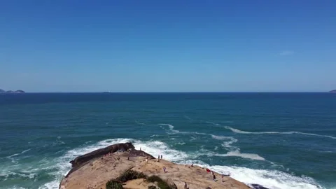 Aerial Drone Shot of Rio do Janeiro, Brazil with a deep blue ocean on the Stock Footage 341179386