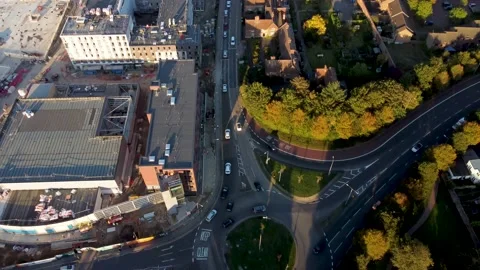 Aerial drone shot of Riverside developement and Sturry Road traffic in Cante 動画素材 163053431