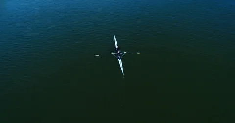Aerial drone shot rower Stock Footage 87940130