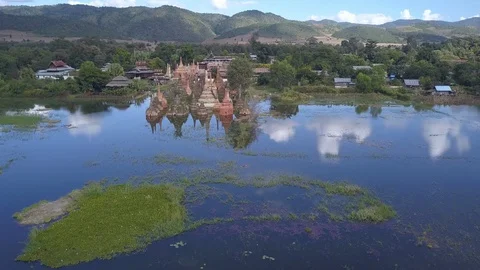 Aerial drone shot, Samkar, prince's residence, Asia 4K stabilized Stock Footage 95148543