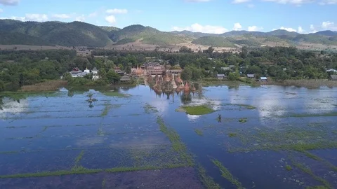Aerial drone shot, Samkar, prince's residence, Asia 4K stabilized Stock Footage 95158840