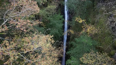 Aerial Drone shot of Scale Force Waterfall near Buttermere, Lake District, UK 動画素材 333634257