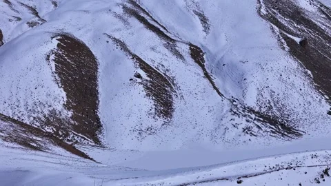 Aerial drone shot showcasing the raw and untouched winter beauty of Spiti as a Stock Footage 304956751