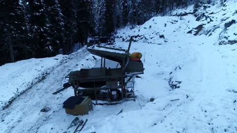 Aerial Drone Shot of Small Winter Mining Operation Video stock 146554368