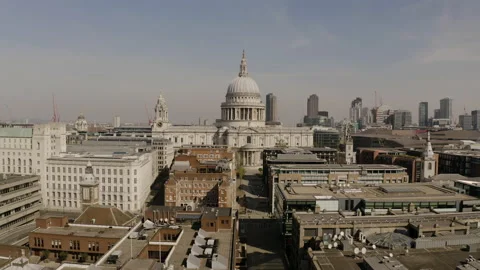 Aerial drone shot of St Paul's Cathedral, and central London skyline, Stock Footage