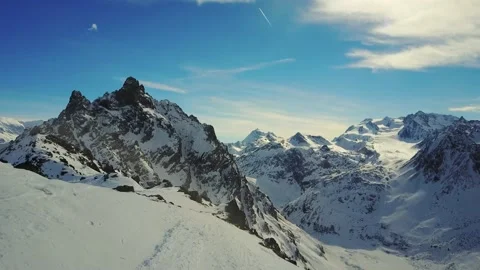 Aerial Drone Shot In Swiss Alps In Winter, 4K Stock Footage