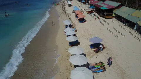 Aerial Drone Shot Thomas Beach Uluwatu Bali Stock Footage 101791283