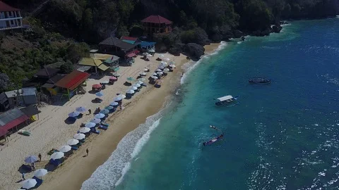 Aerial Drone Shot Thomas Beach Uluwatu Bali Stock Footage 101791681