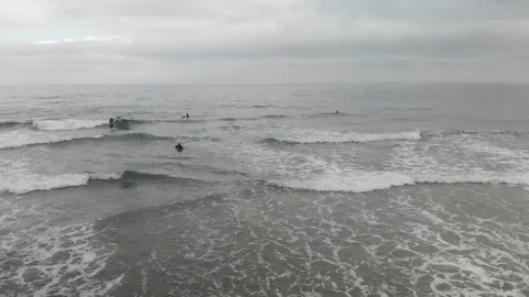 Aerial drone shot top down to horizon view seascape with small ocean waves Stock-Footage 108862152