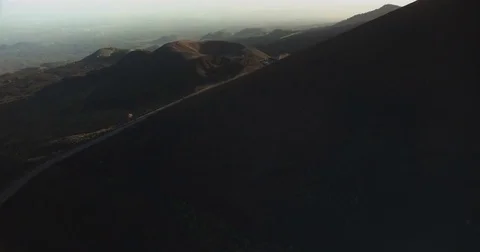Aerial Drone shot on top of Mount Etna Stock Footage 77080823