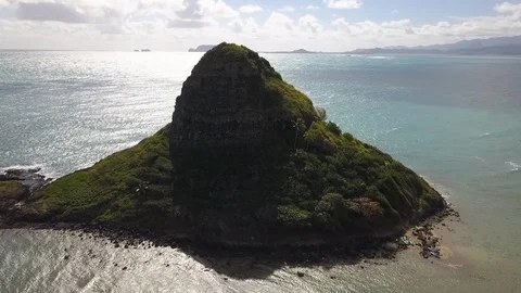 Aerial drone shot of a tropical desert island. Stock Footage