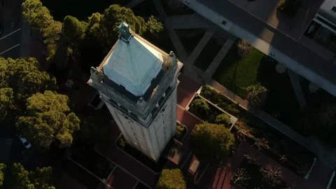 Aerial Drone Shot UC Berkeley Cityscope Sunset Topdown Stock Footage 131975959