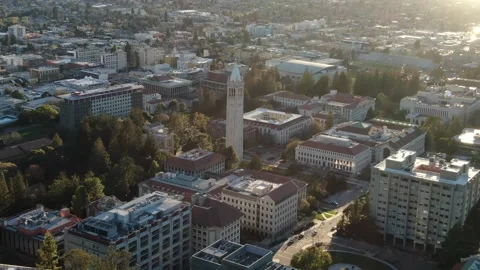 Aerial Drone Shot UC Berkeley Cityscope Sunset ver2 Stock Footage 131976511