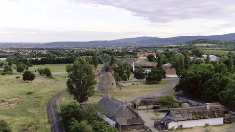 Aerial drone shot of a windmill Stock Footage 124739736