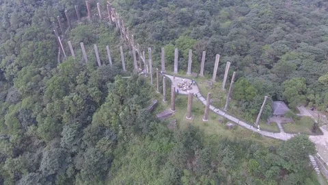 Aerial drone shot of wisdom path in Lantau island Stock Footage 91459705