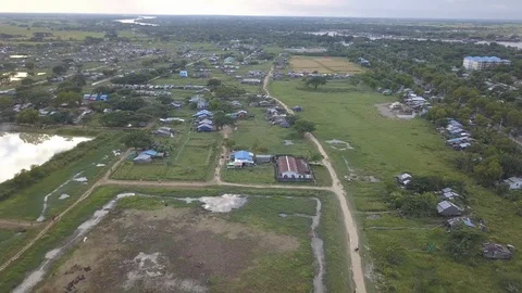 Aerial drone shot, Yangon periphery, Burma in 4K Stock Footage 93954577