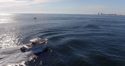 Aerial Drone Shots Chasing Yachts in the Gulf of Mexico Stock Footage 85772541
