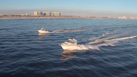 Aerial Drone Shots Chasing Yachts in the Gulf of Mexico Stock Footage 85820573