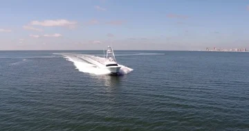 Aerial Drone Shots Chasing Yachts in the Gulf of Mexico Stock Footage 85846366
