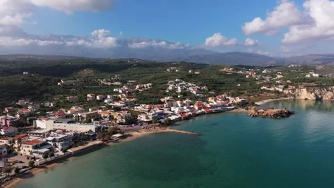 Aerial drone shot.View of famous beach in the summer, Crete, Greece. Famous beac Stock Footage 280263553