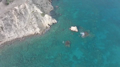 Aerial drone shot.View of famous beach in the summer, Crete, Greece. Famous beac Stock Footage 280497680