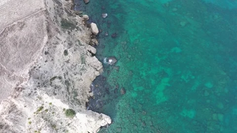 Aerial drone shot.View of famous beach in the summer, Crete, Greece. Famous beac Stock Footage 280598744