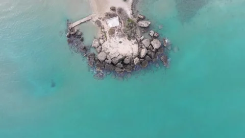 Aerial drone shot.View of famous beach in the summer, Crete, Greece. Famous beac Stock Footage 280599072