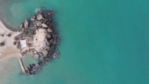 Aerial drone shot.View of famous beach in the summer, Crete, Greece. Famous beac Stock Footage 281284020