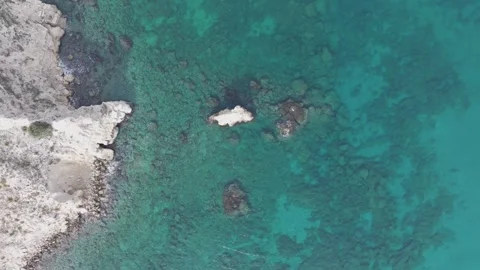 Aerial drone shot.View of famous beach in the summer, Crete, Greece. Famous beac Stock Footage 281284207