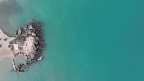 Aerial drone shot.View of famous beach in the summer, Crete, Greece. Famous beac Stock Footage 285040904